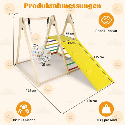 4-in-1 Montessori Kletterset mit Schaukel & Rutschrampe