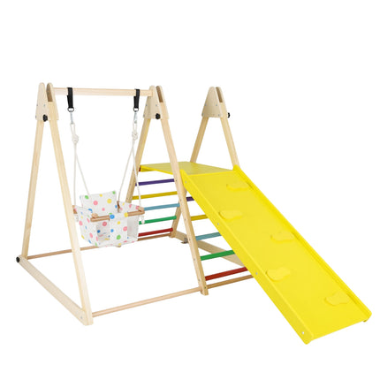 4-in-1 Montessori Kletterset mit Schaukel & Rutschrampe
