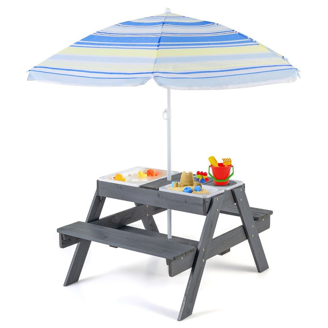 Ensemble de table de pique-nique 4 en 1 pour enfants avec 3 conteneurs amovibles pour table de jeu de sable/eau