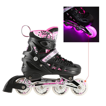 4-in-1 Pink LED Inline/Ice Skates, Size S (31-34)