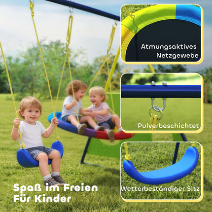 4-in-1 Schaukelset mit Nestschaukel, Basketball- und Fußballtor