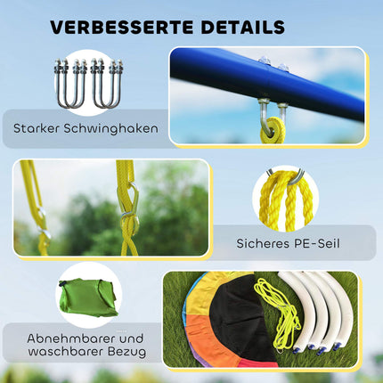 4-in-1 Schaukelset mit Nestschaukel, Basketball- und Fußballtor