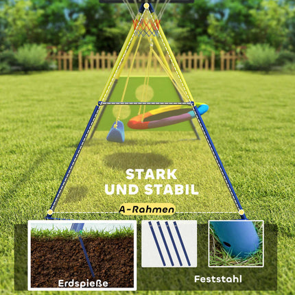 4-in-1 Schaukelset mit Nestschaukel, Basketball- und Fußballtor