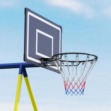 4-in-1 Schaukelset mit Nestschaukel, Basketball- und Fußballtor