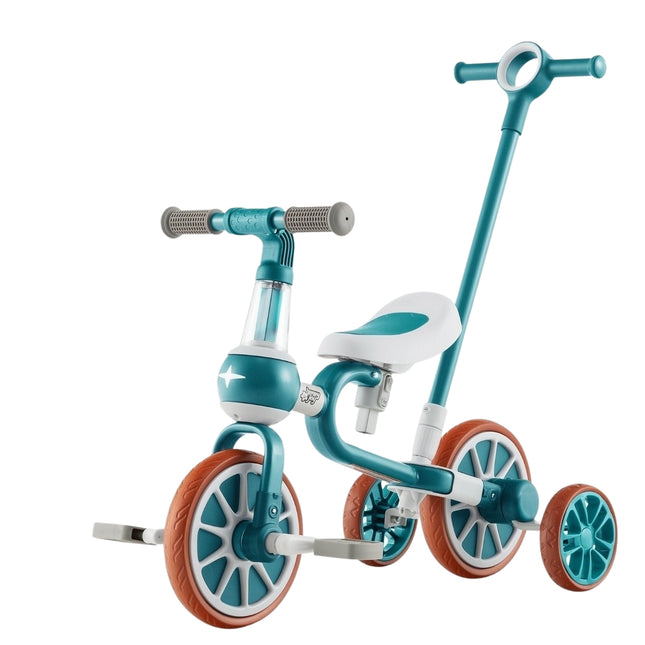 Tricycle 4 en 1 pour tout-petits avec poignée parentale, vert