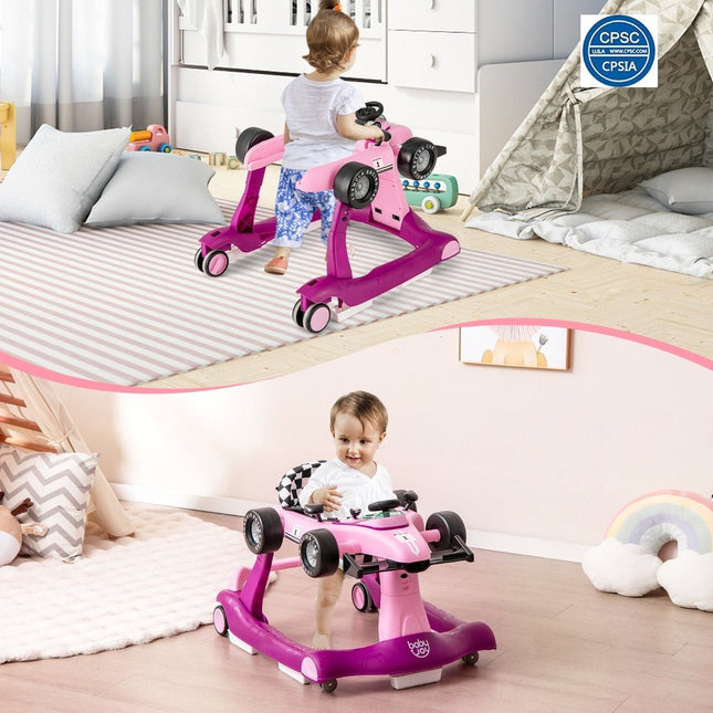 Trotteur pliable 4 en 1 avec hauteur réglable, capacité de charge de 15 kg, violet
