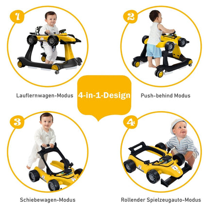 4 in 1 Lauflernwagen faltbar gelb