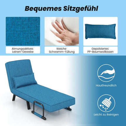 Canapé-lit pliant 4 en 1 avec dossier réglable sur 5 niveaux bleu