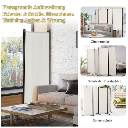 4-teiliger Falttrennwand-Sichtschutz für Homeoffice 220 x 51 x 173 cm weiß