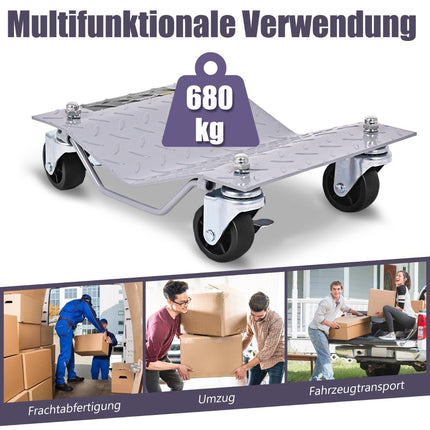 4 pièces d'aide à la manœuvre 680 kg par plateforme Largeur max des pneus 30 cm Cric de manœuvre à roulettes de manœuvre