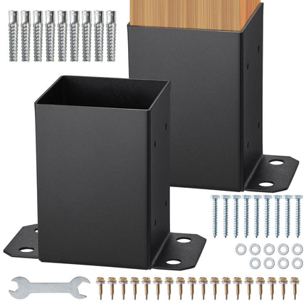 4x4 Post Base Brackets, 2-Pack, Matte Black Steel
