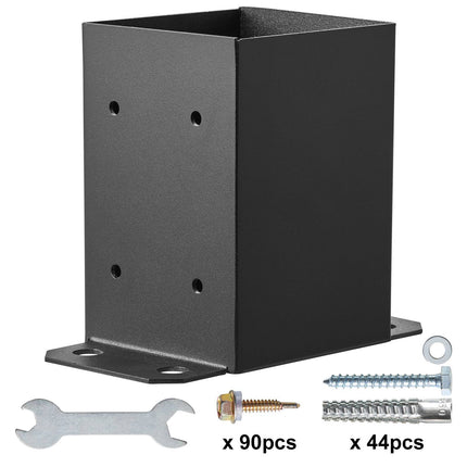 4x4 Post Base Brackets, Carbon Steel, 10-Pack, Black