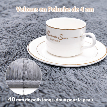Tapis à poils longs 120 x 180 cm, doux et antidérapant, gris clair