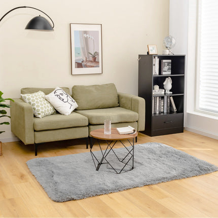Tapis à poils longs 120 x 180 cm, doux et antidérapant, gris clair