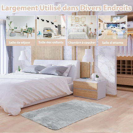 Tapis à poils longs 120 x 180 cm, doux et antidérapant, gris clair