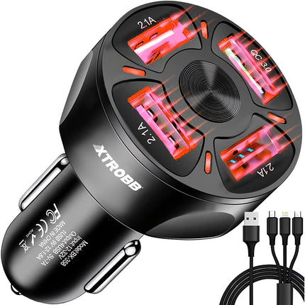 4x chargeur de voiture USB + câble Xtrobb 19907