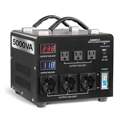 5000VA Step Up Down Voltage Converter, 110V-220V, LCD