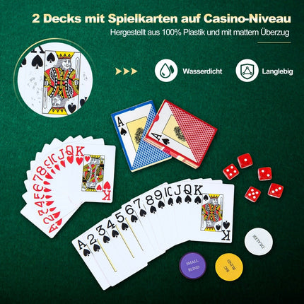 Coffret de poker 500 pièces avec jetons laser, cartes, dés et étui