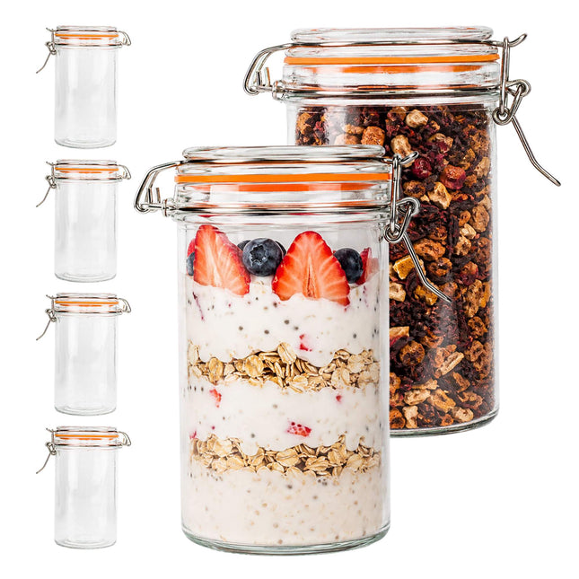 Bocaux de conservation en verre de 500 ml avec couvercles, lot de 6