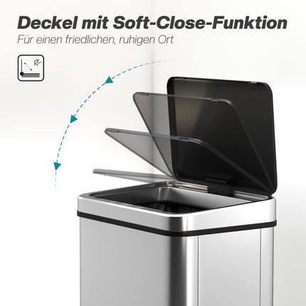 50L Mülleimer mit Sensor und Touchless-Funktion, Edelstahl