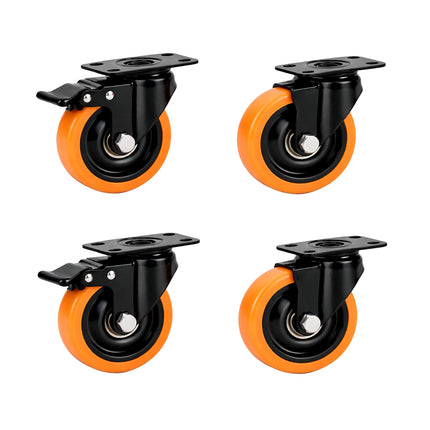 Roulettes pivotantes de 50 mm, lot de 4, roues en acier et PVC