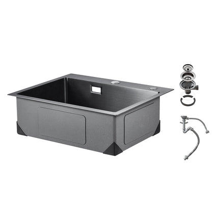55cm Top-Mount Kitchen Sink Workstation, 304 SS, Black