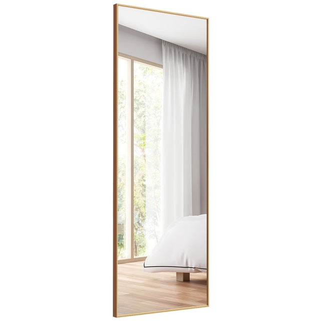 Miroir HD pleine longueur 56 x 150 cm à suspendre ou à appuyer, miroir mural doré