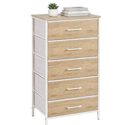 Stoffkommode mit 5 Schubladen, Holzoptik, 94 x 45 x 30 cm