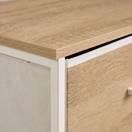 Stoffkommode mit 5 Schubladen, Holzoptik, 94 x 45 x 30 cm