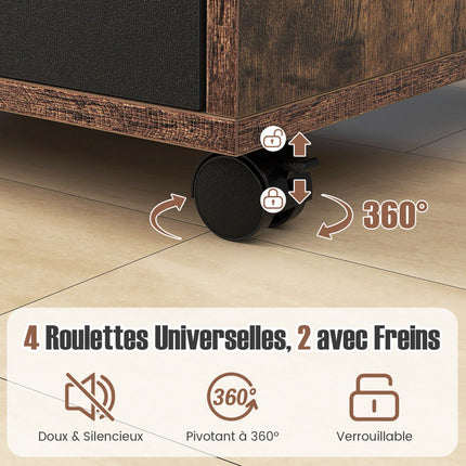 Classeur mobile à 5 tiroirs avec roulettes, en bois d'ingénierie