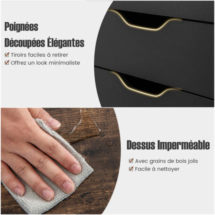 Classeur mobile à 5 tiroirs avec roulettes, en bois d'ingénierie