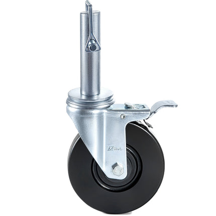 5-Inch Rubber Swivel Caster Wheels, 4-Pack, Dual Lock, 280 lb Capacity