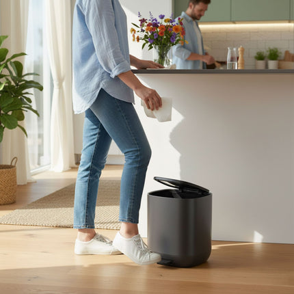 Poubelle de salle de bain de 5 L avec couvercle à fermeture douce