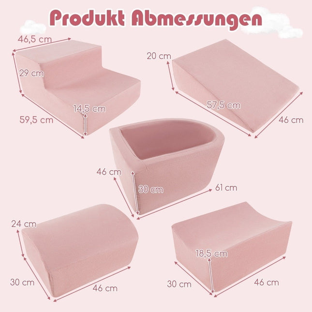 5 pièces. Blocs de construction en mousse Blocs de construction géants avec piscine à balles Grands blocs de construction pour courir Rose