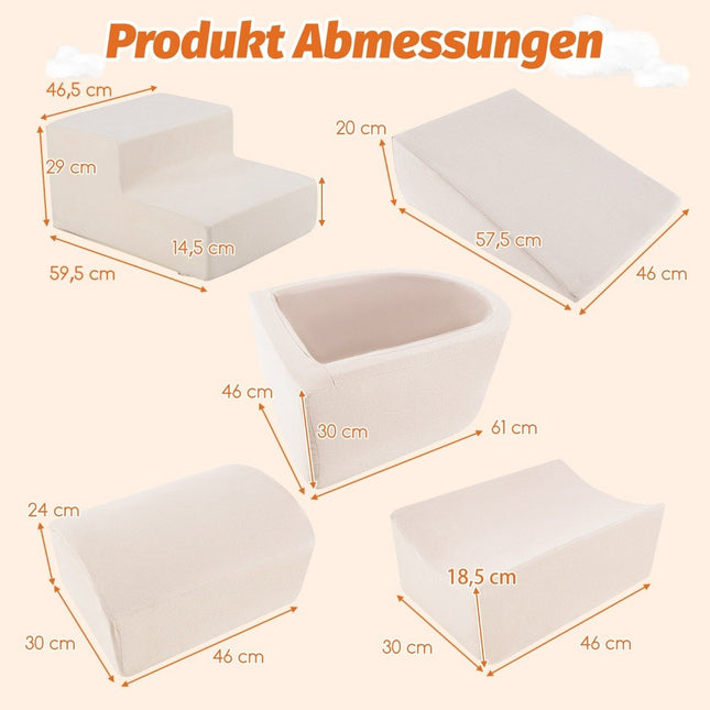5 pièces. Blocs de construction en mousse, blocs de construction géants avec piscine à balles, grands blocs de construction pour courir, beige