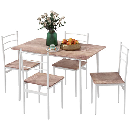 Platzsparendes 5-teiliges Esszimmer-Set mit Tisch und Stühlen aus Stahl