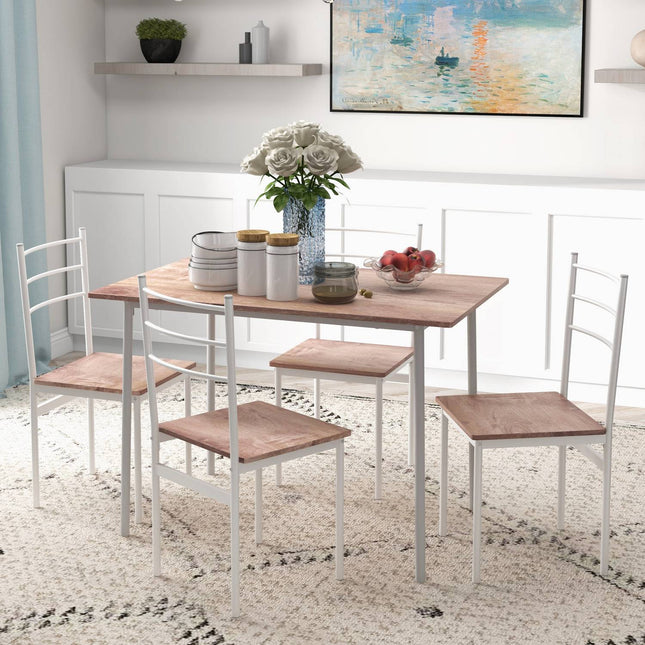 Platzsparendes 5-teiliges Esszimmer-Set mit Tisch und Stühlen aus Stahl