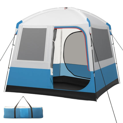 Tente de camping imperméable pour 5 personnes avec portes et fenêtres en filet
