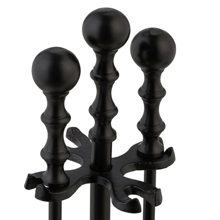 Ensemble d'ustensiles de cheminée en métal noir 5 pièces
