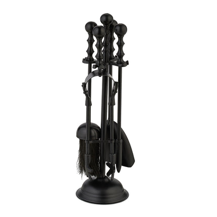 Ensemble d'ustensiles de cheminée en métal noir 5 pièces