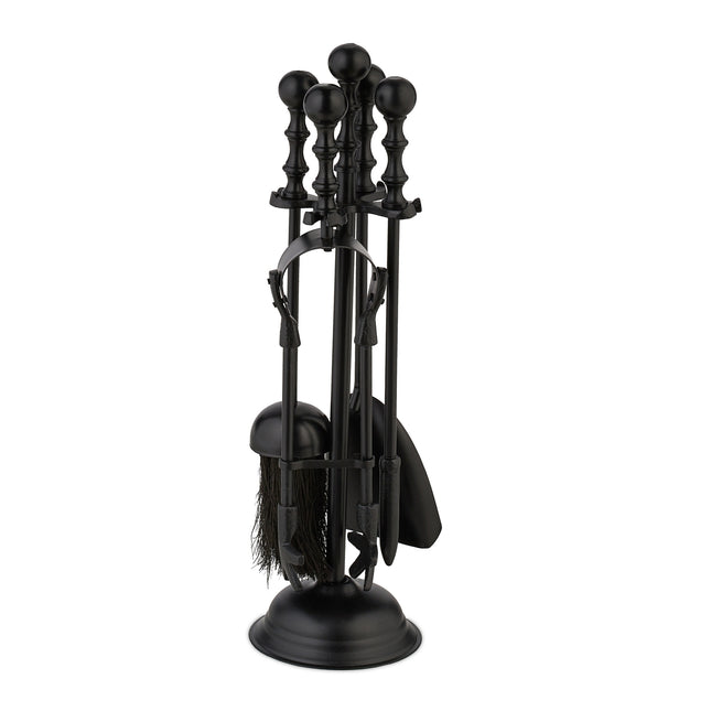 Ensemble d'ustensiles de cheminée en métal noir 5 pièces