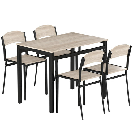 Ensemble de salle à manger 5 pièces, table et 4 chaises, gain de place, noir