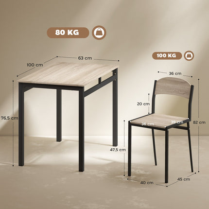 Ensemble de salle à manger 5 pièces, table et 4 chaises, gain de place, noir
