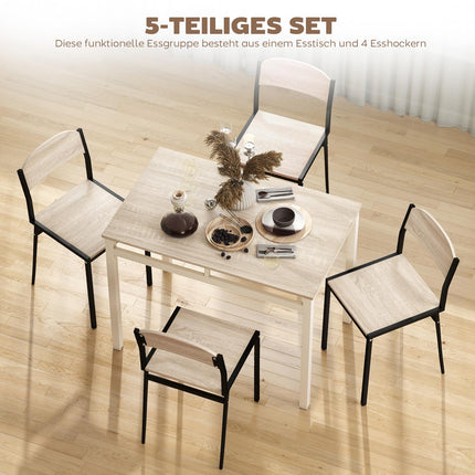 Ensemble de salle à manger 5 pièces, table et 4 chaises, gain de place, noir