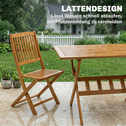 Ensemble de patio pliant 5 pièces, bois d'acacia, table et 4 chaises