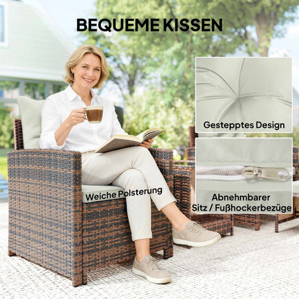 5-teiliges Outdoor Balkonmöbel-Set mit Kissen