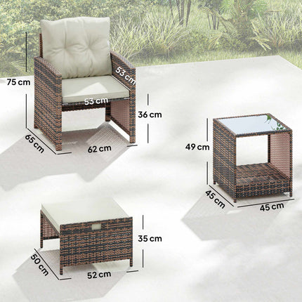 5-teiliges Outdoor Balkonmöbel-Set mit Kissen