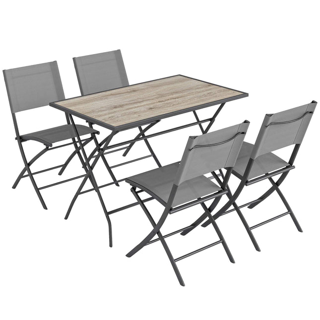 Ensemble de salle à manger d'extérieur 5 pièces - Chaises pliantes en maille, table