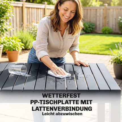 Ensemble de mobilier de jardin 5 pièces avec chaises empilables, gris foncé