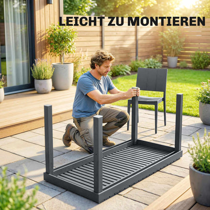 Ensemble de mobilier de jardin 5 pièces avec chaises empilables, gris foncé